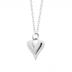 Collier coeur Argent pierres en zirconium pas cher obrillant-bijoux