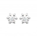 Puces d'oreilles en argent 925 rhodié pierre ronde 3 mm en zirconium blanc 6 griffes
