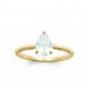 Bague solitaire pierre goutte poire Oxyde de zirconium et Plaqué Or pas chère obrillant-bijoux