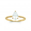 Bague solitaire pierre goutte poire Oxyde de zirconium et Plaqué Or - Obrillant-Bijoux