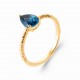 Bague solitaire pierre saphir synthèse goutte poire cristal et Plaqué Or pas chère obrillant-bijoux