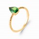 Bague solitaire pierre goutte poire cristal vert et Plaqué Or pas chère obrillant-bijoux