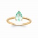 Bague solitaire pierre vert clair goutte poire cristal et Plaqué Or pas chère obrillant-bijoux
