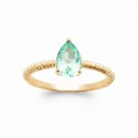 Bague solitaire pierre goutte poire cristal vert clair et Plaqué Or - Obrillant-Bijoux