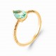 Bague solitaire pierre vert clair goutte poire cristal et Plaqué Or pas chère obrillant-bijoux