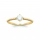 Bague solitaire pierre ronde Oxyde de zirconium et Plaqué Or pas chère obrillant-bijoux