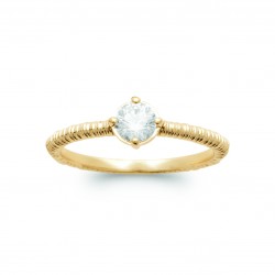 Bague solitaire pierre ronde Oxyde de zirconium et Plaqué Or pas chère obrillant-bijoux