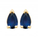 Boucles d'oreilles puces pierre bleu saphir goutte en cristal - Obrillant-Bijoux