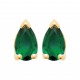 Boucles d'oreilles puces pierre vert émeraude goutte en cristal pas chère obrillant-bijoux