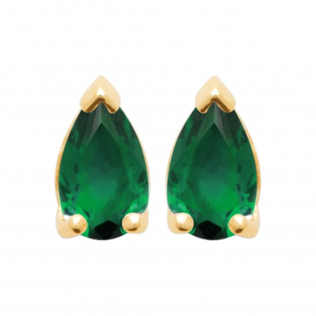Boucles d'oreilles puces pierre vert émeraude goutte en cristal pas chère obrillant-bijoux