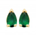 Boucles d'oreilles puces pierre vert emeraude goutte en cristal - Obrillant-Bijoux