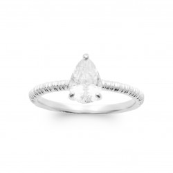 Bague solitaire argent pierre goutte poire Oxyde de zirconium pas chère obrillant-bijoux