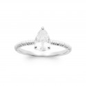 Bague solitaire pierre goutte poire Oxyde de zirconium et Argent - Obrillant-Bijoux