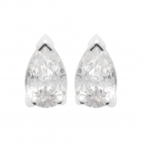 Boucles d'oreilles puces argent pierre goutte en zirconium blanc pas chère obrillant-bijoux