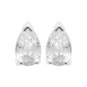 Boucles d'oreilles puces argent pierre goutte en zirconium blanc - Obrillant-Bijoux