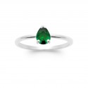 Bague solitaire pierre poire cristal vert et Argent - Obrillant-Bijoux