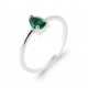 Bague solitaire pierre vert émeraude synthèse goutte poire cristal et Argent pas chère obrillant-bijoux