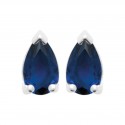 Boucles d'oreilles puces argent pierre goutte en cristal bleu - Obrillant-Bijoux