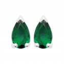 Boucles d'oreilles puces argent pierre goutte en cristal vert - Obrillant-Bijoux