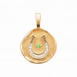 Pendentif Plaqué Or Fer à Cheval médaille et Zirconium pas cher obrillant-bijoux