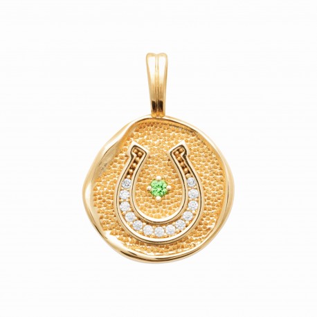 Pendentif Plaqué Or Fer à Cheval médaille et Zirconium pas cher obrillant-bijoux