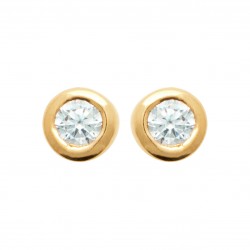 Boucles d'oreilles puces plaqué or pierre sertie zirconium blanc 3 mm obrillant-bijoux