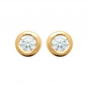 Boucles d'oreilles puces en plaqué or pierre serti clos en zirconium blanc 3 mm