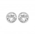 Boucles d'oreilles puces en argent massif 925/1000 pierre ronde 4 mm en cristal blanc sertie clos