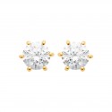 Puces d'oreilles en plaqué or 6 griffes pierre en zirconium blanc 6 mm
