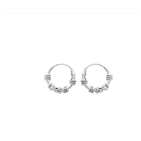Créoles en argent 925 vieilli style bali 12 mm obrillant-bijoux