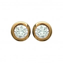 Boucles d'oreilles puces plaqué or pierre ronde sertie clos en cristal blanc 5 mm obrillant-bijoux