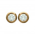 Puces d'oreilles en plaqué or pierre ronde sertie clos en cristal blanc 5 mm