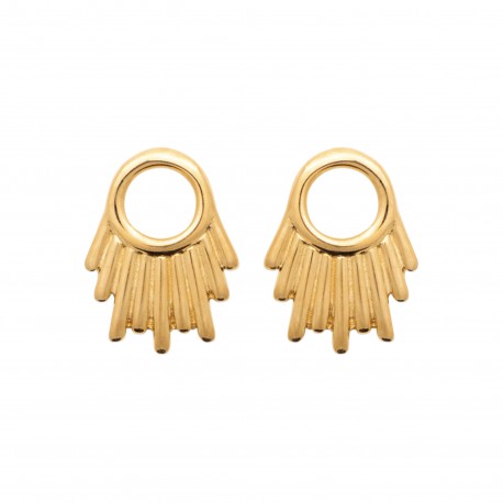 Puces d'oreilles en plaqué or cercle avec rayons de soleil obrillant-bijoux