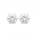 Puces d'oreilles en argent 925 rhodié pierre ronde 8 mm en zirconium blanc 6 griffes