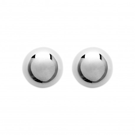Puces d'oreilles en argent rhodié petite boule 8 mm obrillant-bijoux