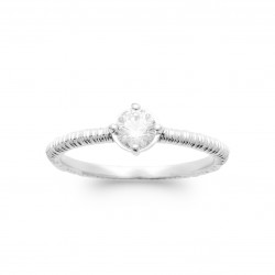 Bague solitaire argent pierre ronde Oxyde de zirconium pas chère obrillant-bijoux