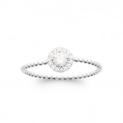 Bague solitaire argent pierre ronde Oxyde de zirconium pas chère obrillant-bijoux