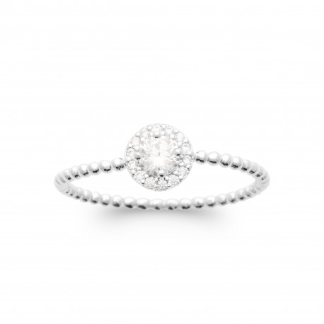Bague solitaire argent pierre ronde Oxyde de zirconium pas chère obrillant-bijoux