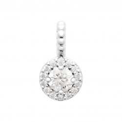 Pendentif argent avec pierre ronde en zirconium blanc pas cher obrillant-bijoux