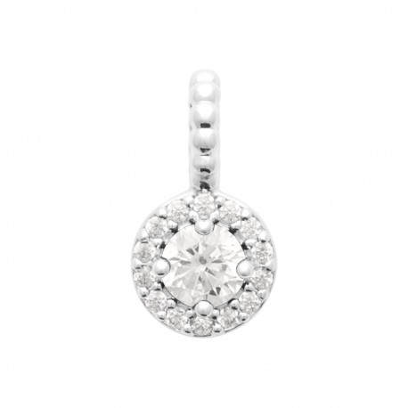 Pendentif argent avec pierre ronde en zirconium blanc pas cher obrillant-bijoux