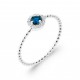 Bague solitaire argent pierre bleu en cristal et Oxyde de zirconium - Obrillant-Bijoux pas chère