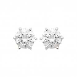 Puces d'oreilles en argent 925 rhodié pierre ronde 7 mm en zirconium blanc 6 griffes obrillant-bijoux