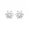 Puces d'oreilles en argent 925 rhodié pierre ronde 7 mm en zirconium blanc 6 griffes