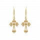 Boucles d'oreilles croix gothique Plaqué Or fermoir crochets pas chère obrillant-bijoux