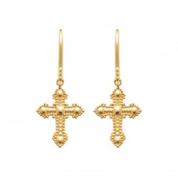 Boucles d'oreilles croix gothique Plaqué Or fermoir crochets pas chère obrillant-bijoux