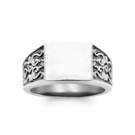 Bague Chevalière homme argent monture ciselée pas chère Obrillant-Bijoux