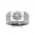 Bague Chevalière homme argent rose des vents