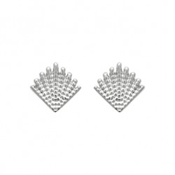 Boucles d'oreilles puces en argent rhodié motif éventail pas chère obrillant-bijoux