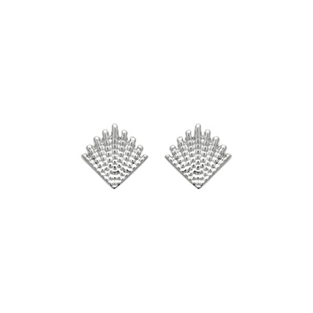 Boucles d'oreilles puces en argent rhodié motif éventail pas chère obrillant-bijoux