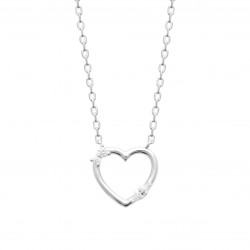 Collier coeur argent pierres en zirconium pas cher Obrillant-Bijoux
